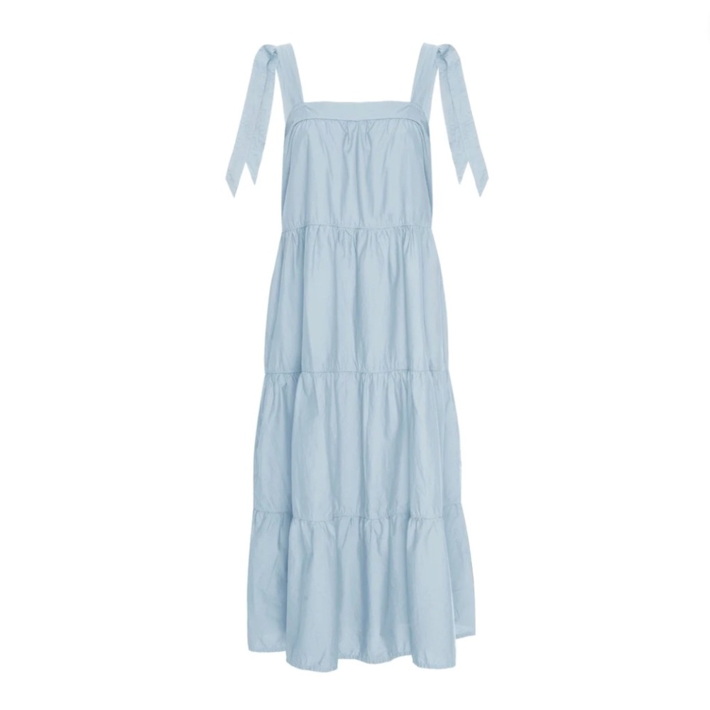 NATION LTD Amelia Light Blue Tiered Midi Dress